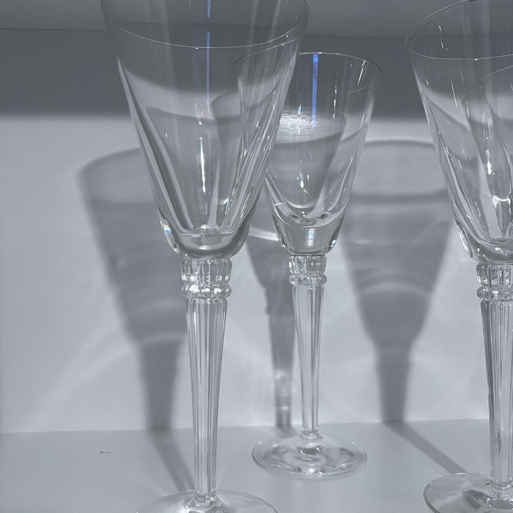 Set of 4 Lenox Hancock Platinum Crystal Goblet or Wine Glasses